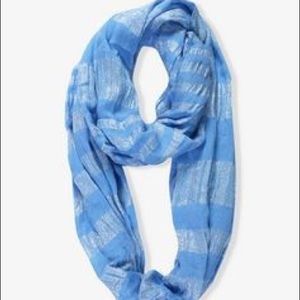 Blue metallic striped infinity scarf
